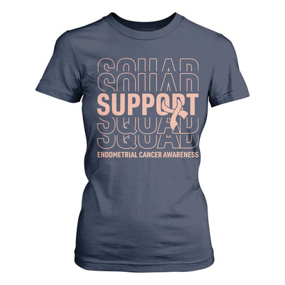 Endometrial Cancer T Shirt For Women Support Squad Ribbon Warrior