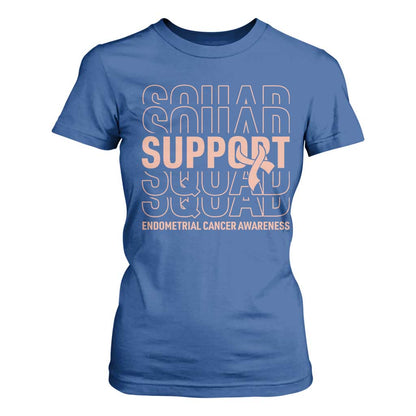 Endometrial Cancer T Shirt For Women Support Squad Ribbon Warrior