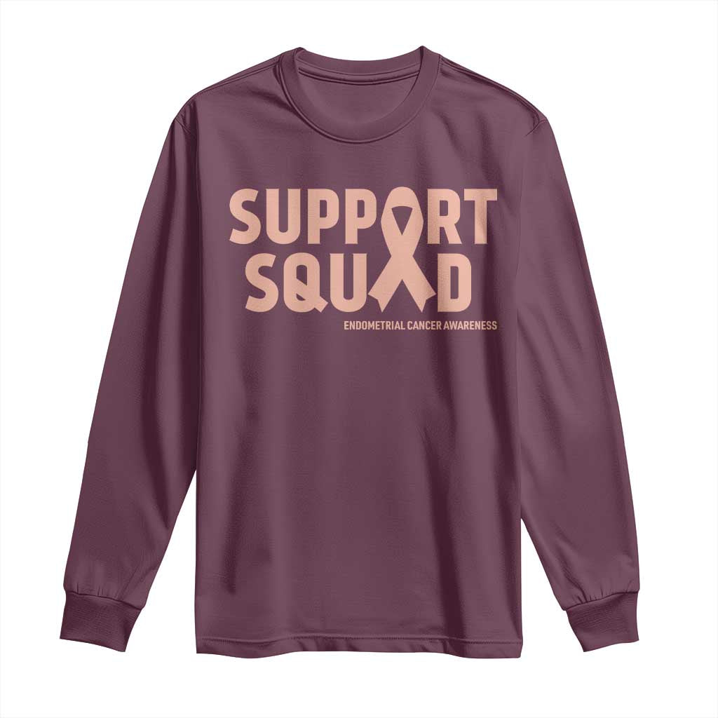 Endometrial Cancer Long Sleeve Shirt Support Squad Warrior Gift