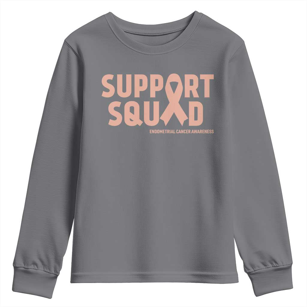 Endometrial Cancer Youth Sweatshirt Support Squad Warrior Gift