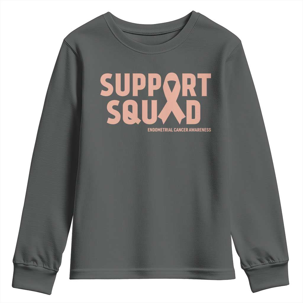 Endometrial Cancer Youth Sweatshirt Support Squad Warrior Gift