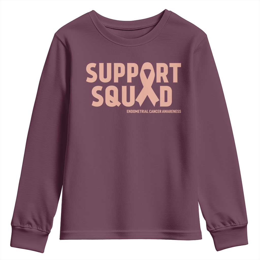 Endometrial Cancer Youth Sweatshirt Support Squad Warrior Gift