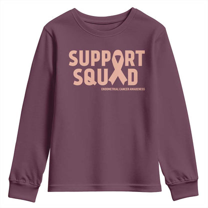 Endometrial Cancer Youth Sweatshirt Support Squad Warrior Gift