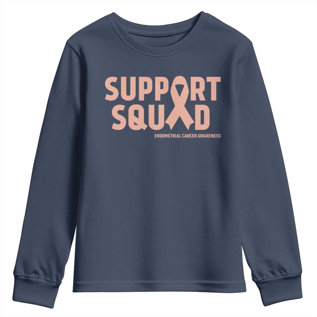 Endometrial Cancer Youth Sweatshirt Support Squad Warrior Gift