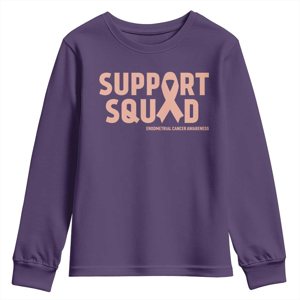 Endometrial Cancer Youth Sweatshirt Support Squad Warrior Gift