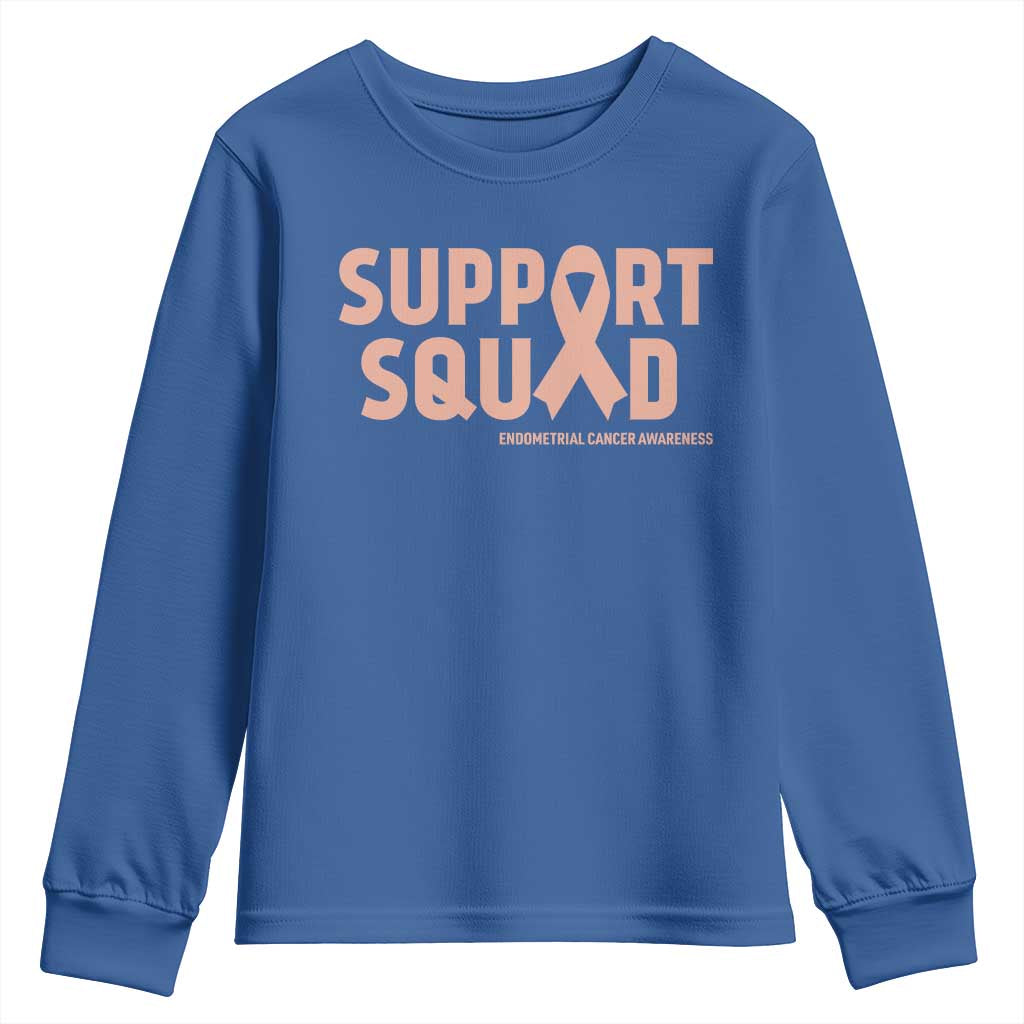 Endometrial Cancer Youth Sweatshirt Support Squad Warrior Gift