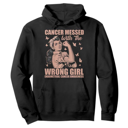 Strong Girl Endometrial Cancer Hoodie Cancer Messed With The Wrong Girl
