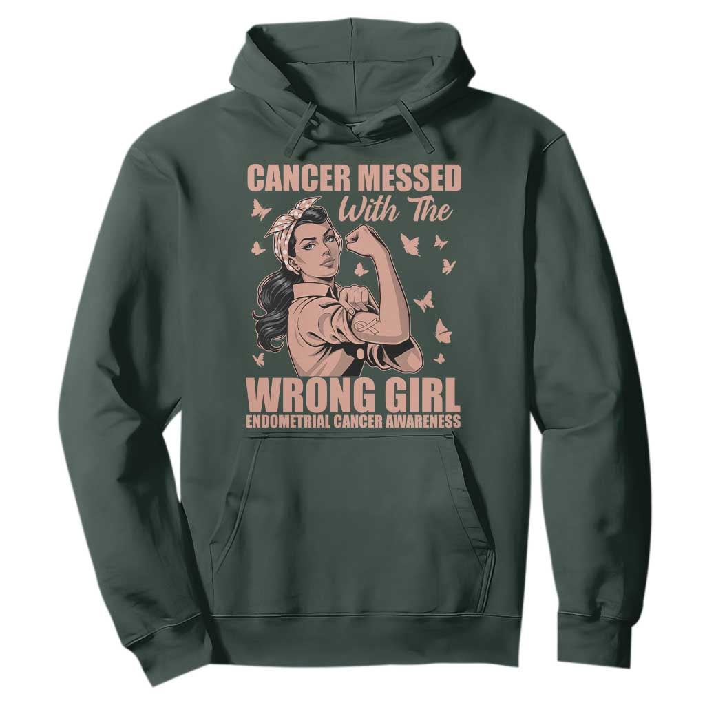 Strong Girl Endometrial Cancer Hoodie Cancer Messed With The Wrong Girl