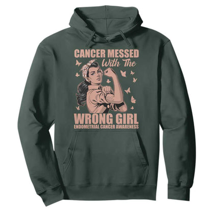 Strong Girl Endometrial Cancer Hoodie Cancer Messed With The Wrong Girl