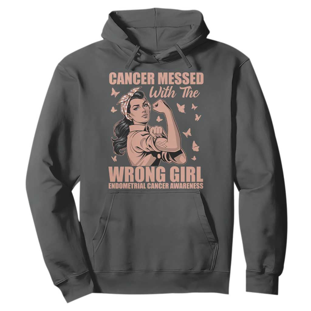 Strong Girl Endometrial Cancer Hoodie Cancer Messed With The Wrong Girl