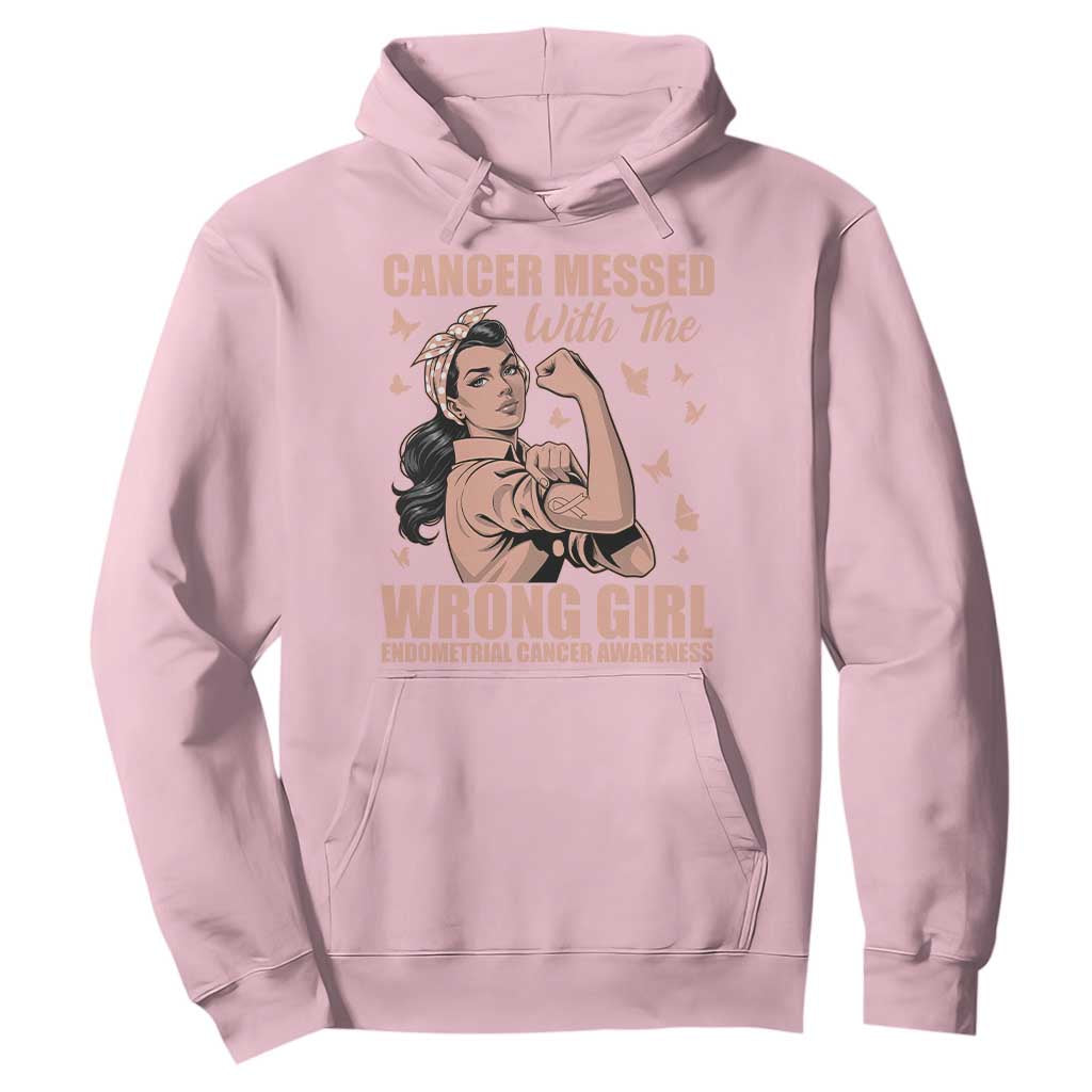 Strong Girl Endometrial Cancer Hoodie Cancer Messed With The Wrong Girl
