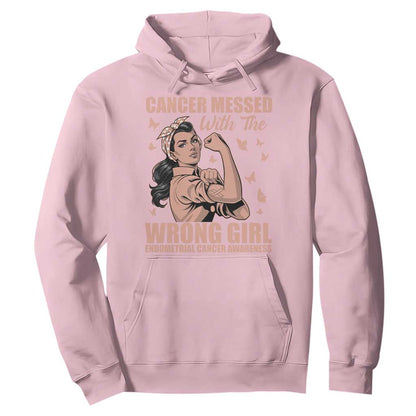 Strong Girl Endometrial Cancer Hoodie Cancer Messed With The Wrong Girl
