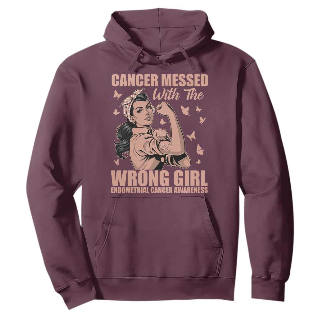 Strong Girl Endometrial Cancer Hoodie Cancer Messed With The Wrong Girl