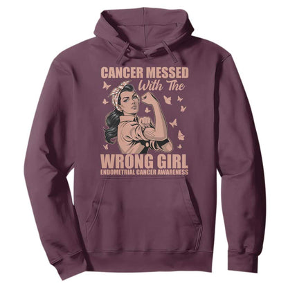 Strong Girl Endometrial Cancer Hoodie Cancer Messed With The Wrong Girl