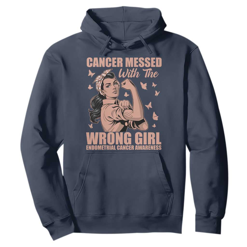 Strong Girl Endometrial Cancer Hoodie Cancer Messed With The Wrong Girl