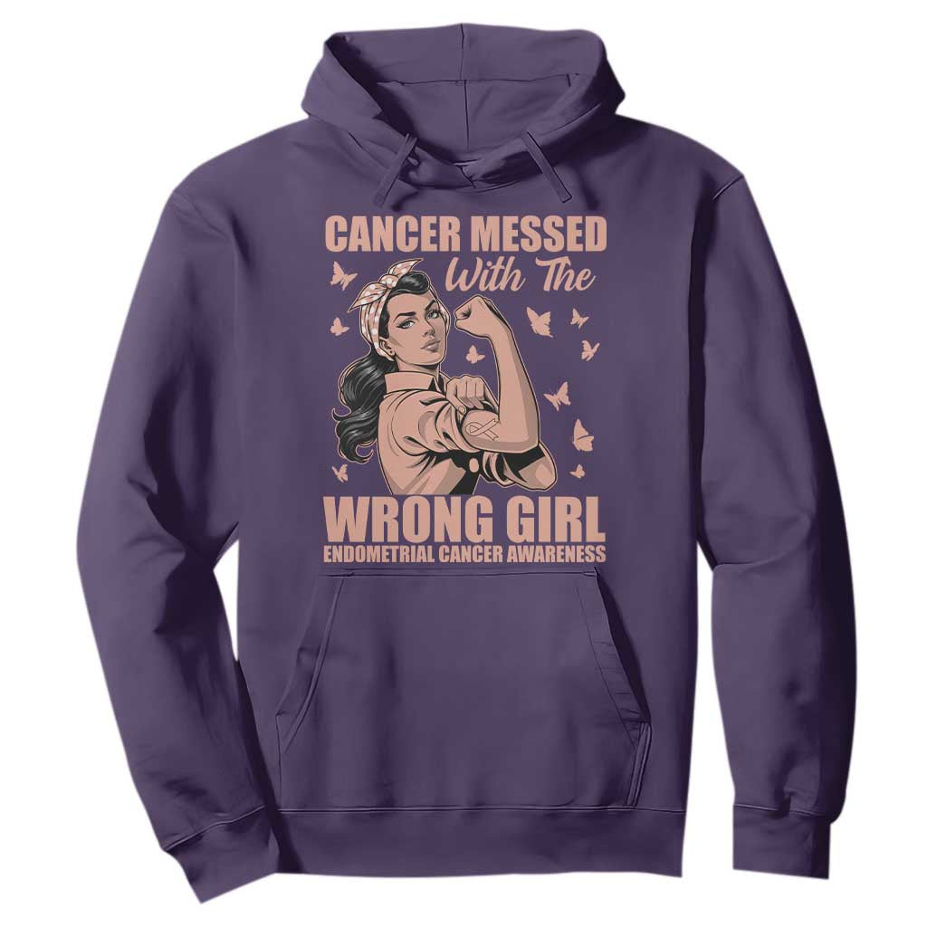 Strong Girl Endometrial Cancer Hoodie Cancer Messed With The Wrong Girl