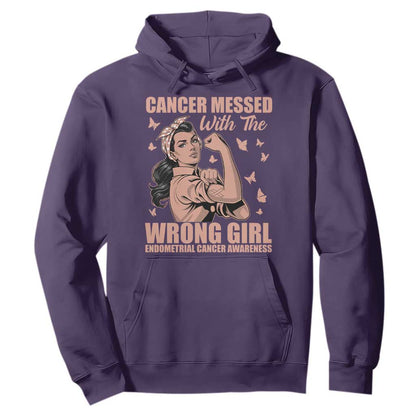 Strong Girl Endometrial Cancer Hoodie Cancer Messed With The Wrong Girl