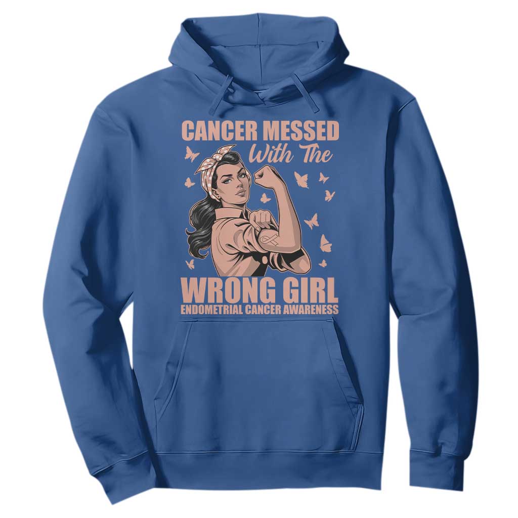 Strong Girl Endometrial Cancer Hoodie Cancer Messed With The Wrong Girl