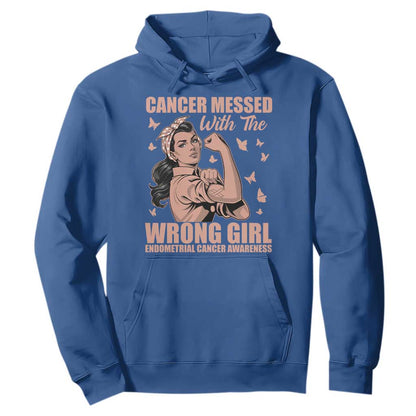 Strong Girl Endometrial Cancer Hoodie Cancer Messed With The Wrong Girl