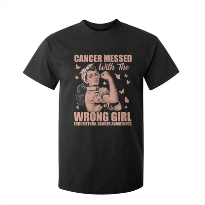 Strong Girl Endometrial Cancer T Shirt For Kid Cancer Messed With The Wrong Girl