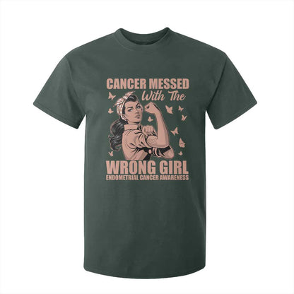 Strong Girl Endometrial Cancer T Shirt For Kid Cancer Messed With The Wrong Girl