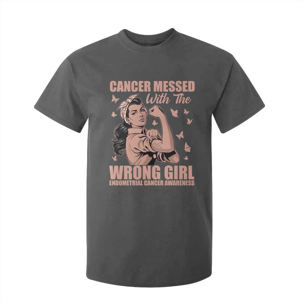 Strong Girl Endometrial Cancer T Shirt For Kid Cancer Messed With The Wrong Girl