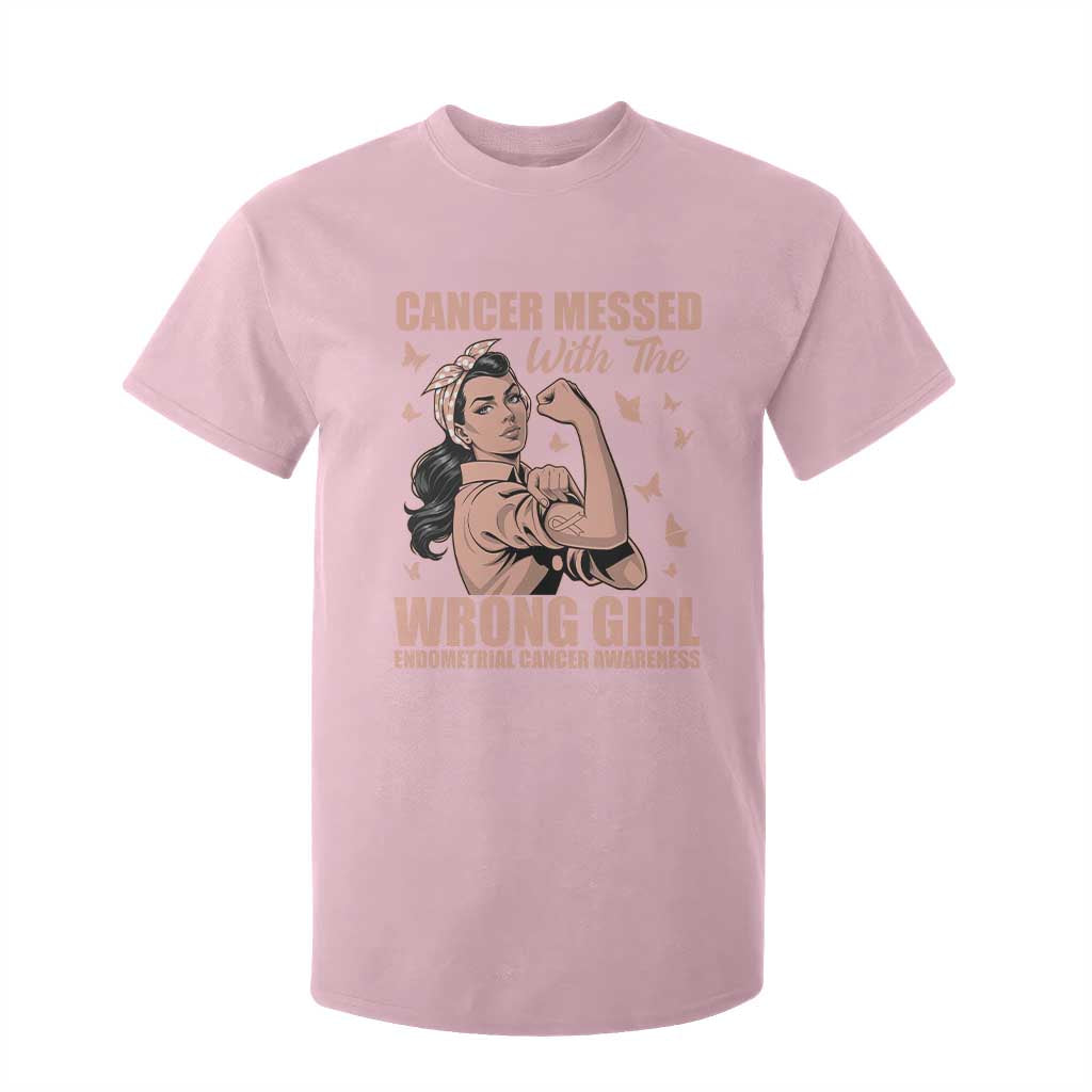 Strong Girl Endometrial Cancer T Shirt For Kid Cancer Messed With The Wrong Girl