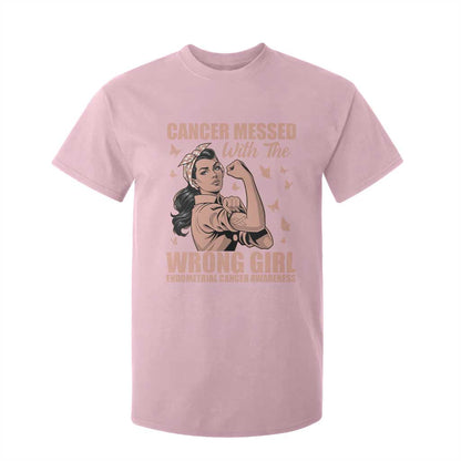 Strong Girl Endometrial Cancer T Shirt For Kid Cancer Messed With The Wrong Girl