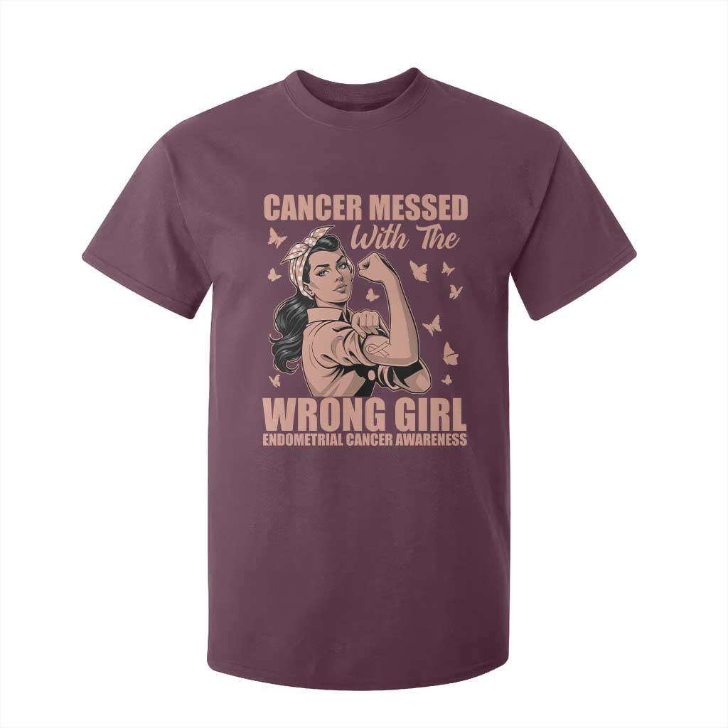 Strong Girl Endometrial Cancer T Shirt For Kid Cancer Messed With The Wrong Girl