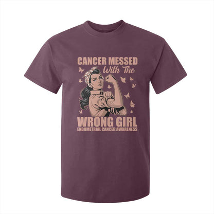 Strong Girl Endometrial Cancer T Shirt For Kid Cancer Messed With The Wrong Girl