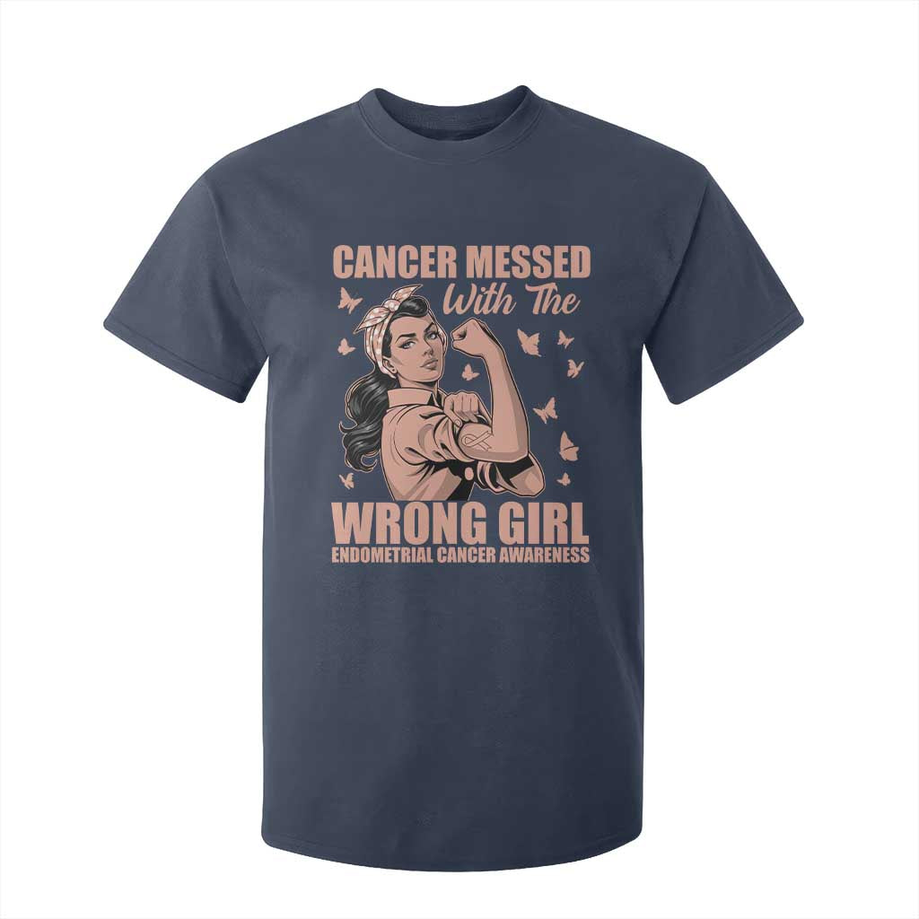 Strong Girl Endometrial Cancer T Shirt For Kid Cancer Messed With The Wrong Girl