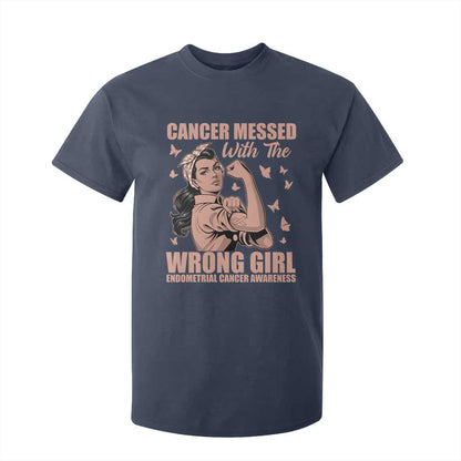Strong Girl Endometrial Cancer T Shirt For Kid Cancer Messed With The Wrong Girl