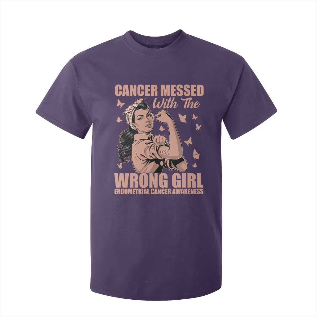 Strong Girl Endometrial Cancer T Shirt For Kid Cancer Messed With The Wrong Girl