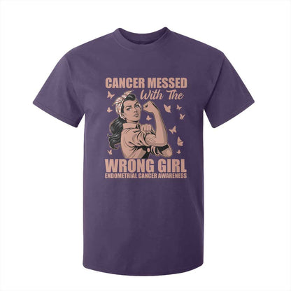 Strong Girl Endometrial Cancer T Shirt For Kid Cancer Messed With The Wrong Girl
