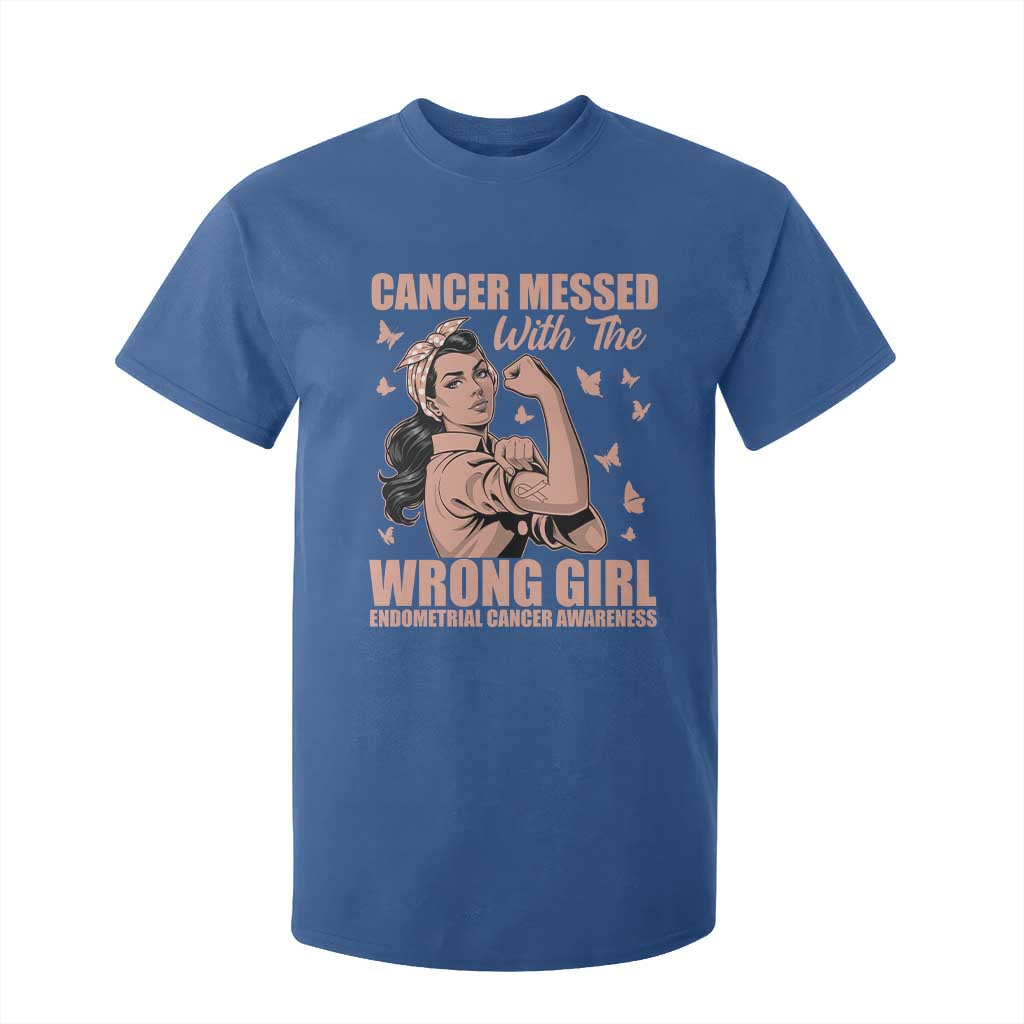 Strong Girl Endometrial Cancer T Shirt For Kid Cancer Messed With The Wrong Girl