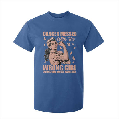 Strong Girl Endometrial Cancer T Shirt For Kid Cancer Messed With The Wrong Girl