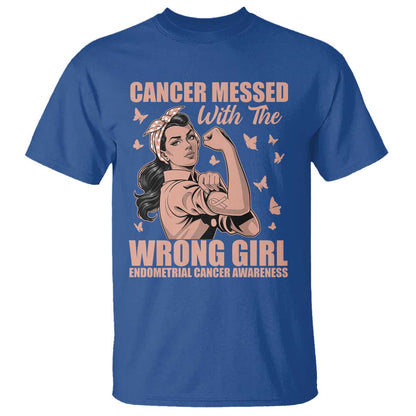Strong Girl Endometrial Cancer T Shirt Cancer Messed With The Wrong Girl
