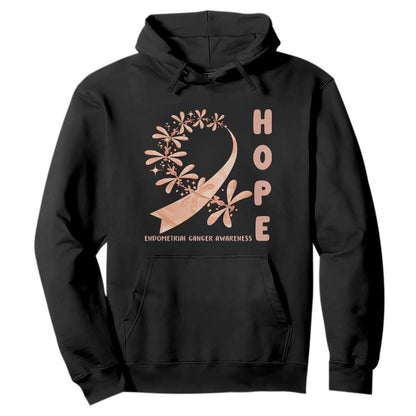 Peach Dragonfly Endometrial Cancer Hoodie Hope And Strength