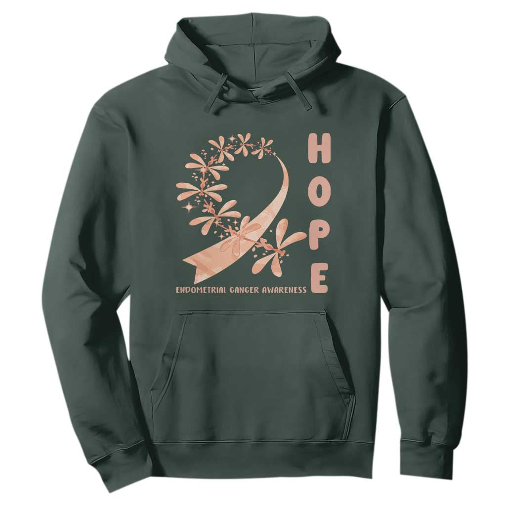 Peach Dragonfly Endometrial Cancer Hoodie Hope And Strength
