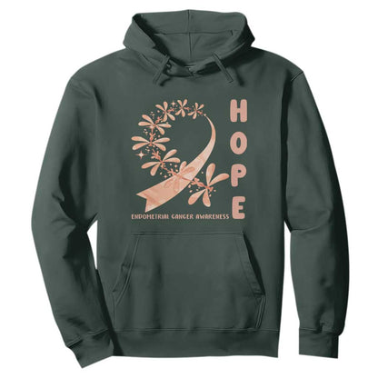 Peach Dragonfly Endometrial Cancer Hoodie Hope And Strength