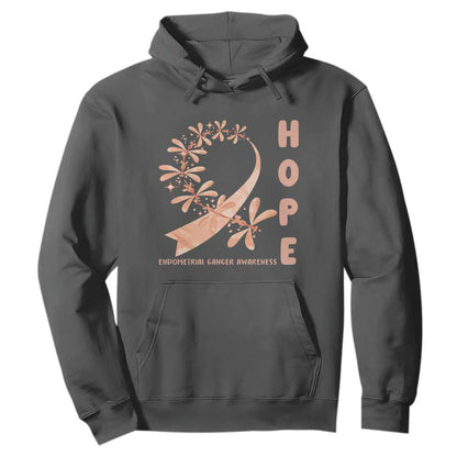 Peach Dragonfly Endometrial Cancer Hoodie Hope And Strength