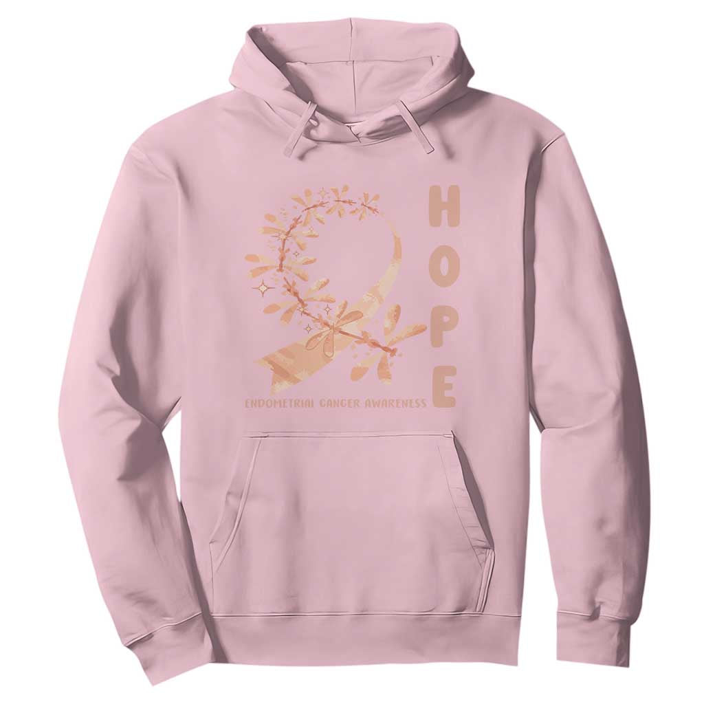 Peach Dragonfly Endometrial Cancer Hoodie Hope And Strength