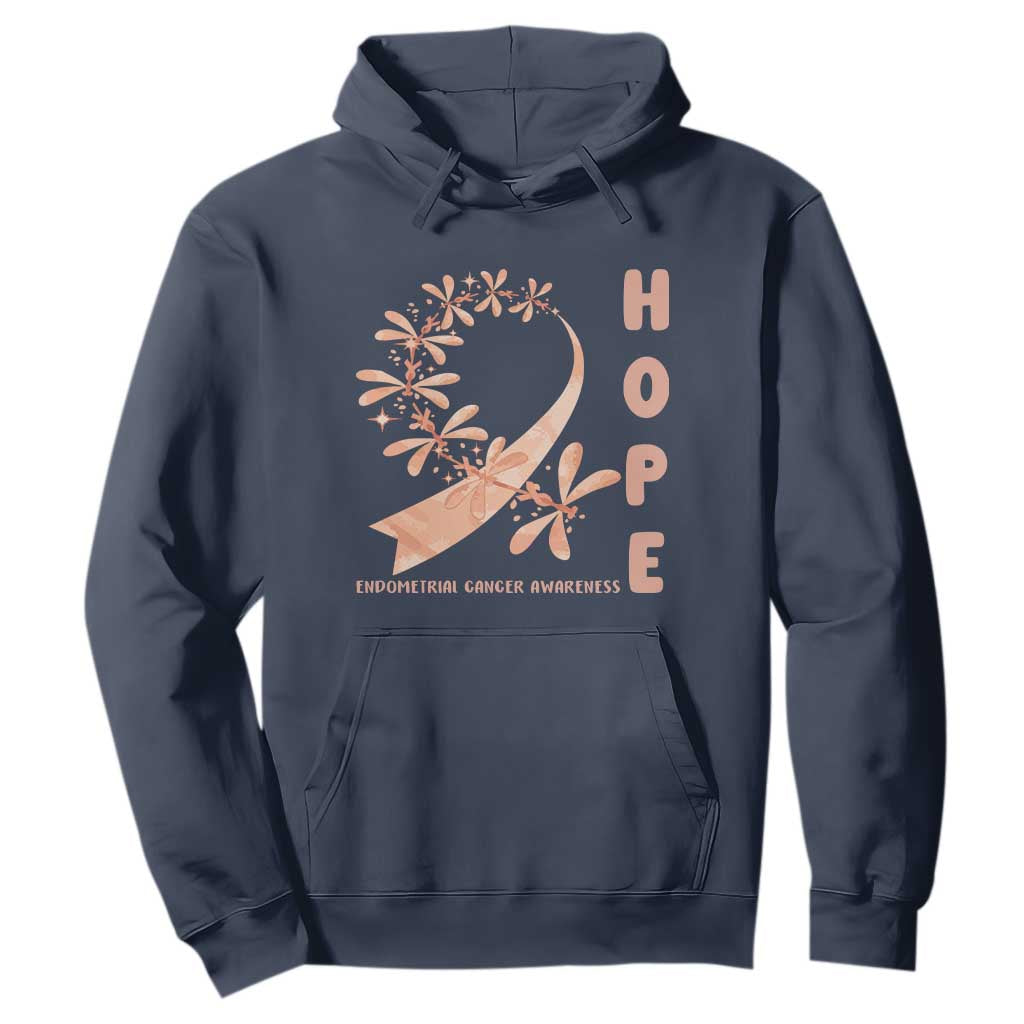 Peach Dragonfly Endometrial Cancer Hoodie Hope And Strength