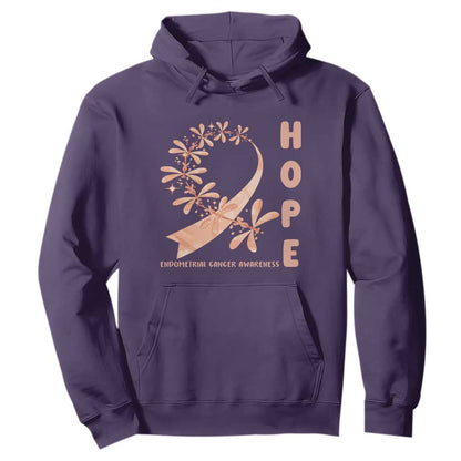 Peach Dragonfly Endometrial Cancer Hoodie Hope And Strength
