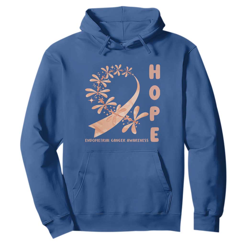 Peach Dragonfly Endometrial Cancer Hoodie Hope And Strength