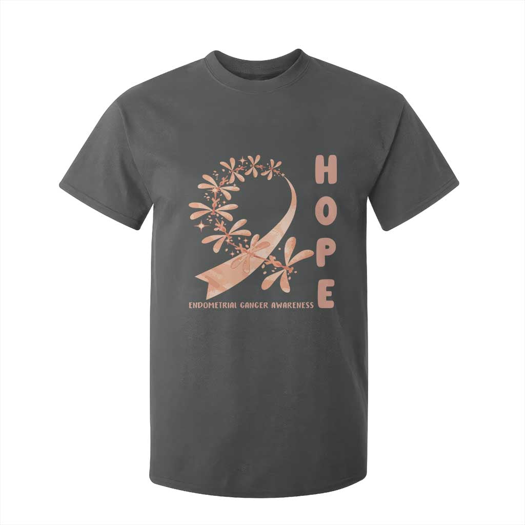 Peach Dragonfly Endometrial Cancer T Shirt For Kid Hope And Strength