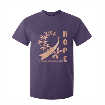 Peach Dragonfly Endometrial Cancer T Shirt For Kid Hope And Strength