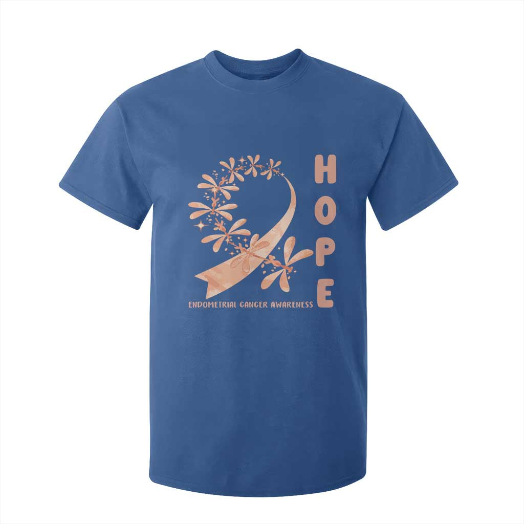 Peach Dragonfly Endometrial Cancer T Shirt For Kid Hope And Strength