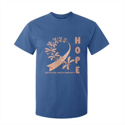 Peach Dragonfly Endometrial Cancer T Shirt For Kid Hope And Strength