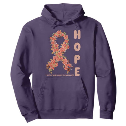 Endometrial Cancer Floral Ribbon Hoodie Hope Peach Ribbon Warrior